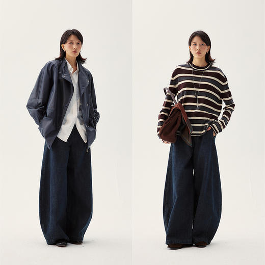 UMILAB｜蓝帆*显瘦天花板 100%棉挺括亲肤松紧茧型牛仔裤OPA1299W 商品图3