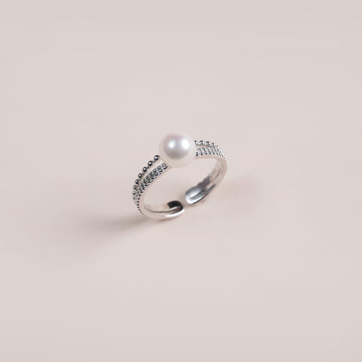 阮仕珍珠 心语系列S925银日本珠AKOYA珍珠戒指 6.5-7mm 正圆 极微瑕 极强光 商品图0