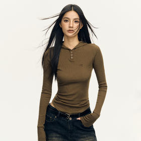 Ariseism 美式复古设计感紧身基础长袖t恤女秋季新款修身上衣