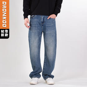 DRONKOO 2025 半松紧腰表袋压角钉扣织唛中厚牛仔长裤