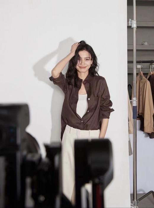 早秋特定颜色老钱风天丝亚麻衬衫 商品图2