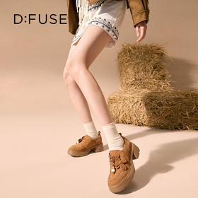 Dfuse迪芙斯2025秋季新款增高厚底袋鼠鞋可拆卸两穿乐福鞋时尚通勤鞋DFD3112046