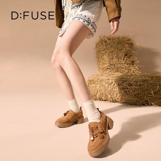 Dfuse迪芙斯2025秋季新款增高厚底袋鼠鞋可拆卸两穿乐福鞋时尚通勤鞋DFD3112046 商品图0