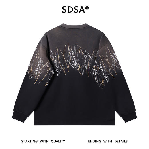 SDSA男士秋冬新款痞帅男装韩版凌乱线条涂鸦圆领卫衣百搭时尚上衣 商品图4