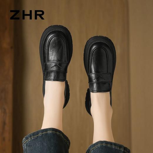 ZHR则则2025秋季女鞋新款复古乐福鞋英伦风一脚蹬皮鞋增高女单鞋 商品图8