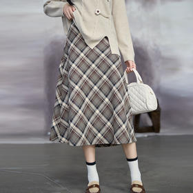 奢姿大码女装2025秋季气质复古格纹半身裙胖妹妹时尚经典风裙子9953335182