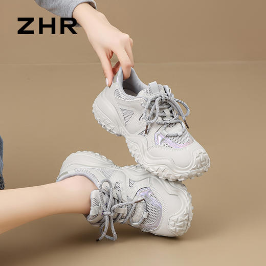 ZHR厚底增高运动凉鞋女2025新款网面透气户外老爹鞋溯溪登山鞋 商品图1