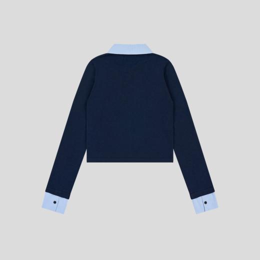 GOODBAI 粗体logo贴布绣格纹撞色正肩紧身针织开衫 商品图4