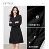 【内购】【立裁廓形】通勤翻驳领两粒扣捏褶藏肉显瘦垫肩长袖西装连衣裙-153LC3124 商品缩略图3