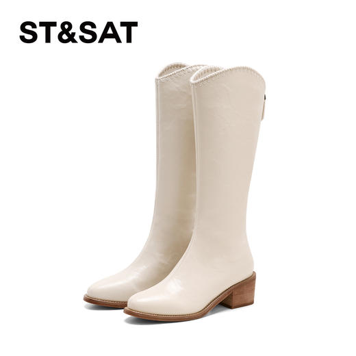 星期六优雅气质尖头V口显瘦长筒靴SSD4117CLD 商品图10