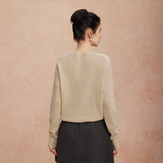 QG639斯尔丽圆领落肩纯色羊毛衫针织衫 商品图6