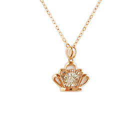 【天然正品】I DOAU750玫瑰金时尚设计款皇冠造型钻石吊坠项链女士060925NJS26现售价：1280特价