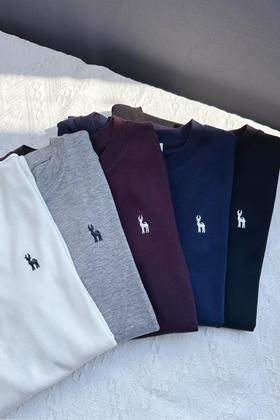 天丝羊毛圆领基础打底长袖上衣  精致小鹿刺绣 简单百搭  可以单穿可叠穿