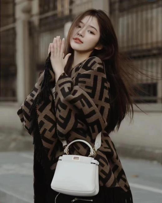 芬迪 双面羊毛羊绒混纺斗篷 素黑色/咖色（DSX） 商品图1