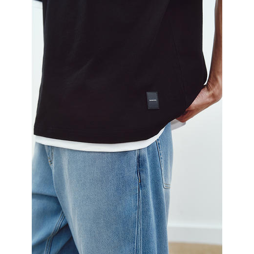 GXG男装 圆领T恤假两件设计上衣双色短袖针织 2025夏季新品 商品图4