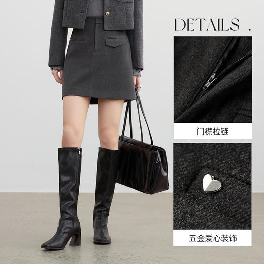 【内购】【基础半裙】都市休闲假唇袋装饰A字半裙-153QA3336 商品图3