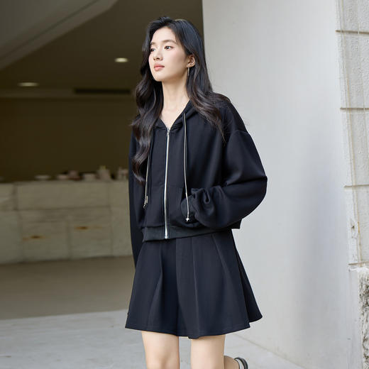 奢姿大码女装2025秋季时尚连帽拉链卫衣套装胖妹妹气质休闲两件套9953990642 商品图1