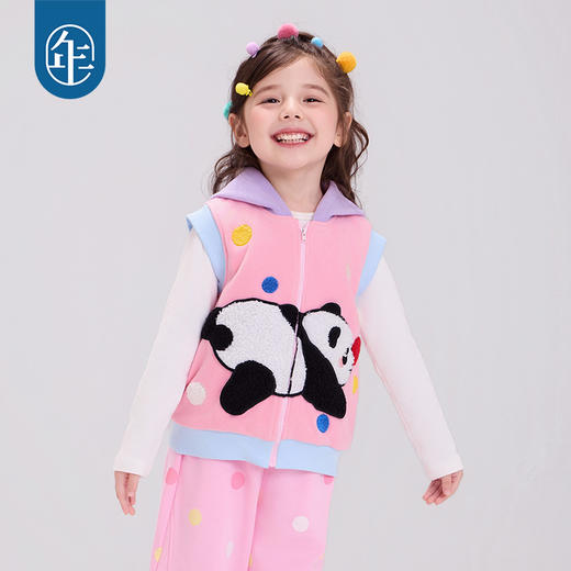 年衣童装儿童马甲25秋冬新款男女童摇粒绒连帽卡通盼达啵啵马甲 商品图4