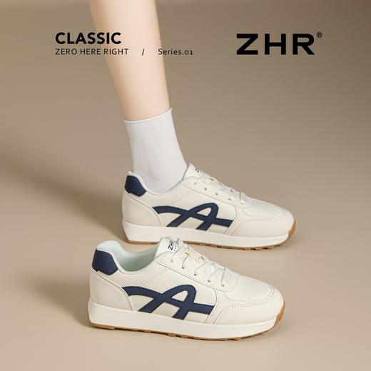 ZHR复古厚底德训鞋女2025秋季超软百搭小白鞋增高轻便休闲运动鞋 商品图1