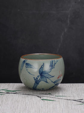 子佩集S990【修竹清风】摆件【SR003】纯银茶具冰裂纹梅兰竹菊茶杯-龙腾景德镇手绘2508