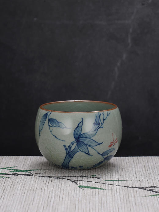 子佩集S990【修竹清风】摆件【SR003】纯银茶具冰裂纹梅兰竹菊茶杯-龙腾景德镇手绘2508 商品图0
