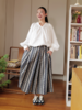 叠扇 绒棉纵纹印花褶裥A型半裙 山林曦照 商品缩略图1