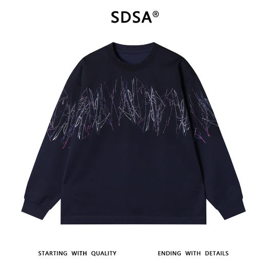 SDSA男士秋冬新款痞帅男装韩版凌乱线条涂鸦圆领卫衣百搭时尚上衣 商品图1