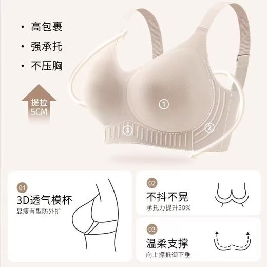 大胸显小内衣女全罩杯薄款防下垂收副乳2025无痕胖mm塑形文胸罩夏 商品图1