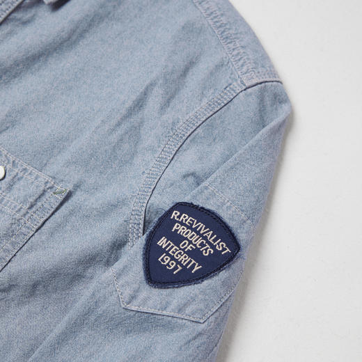 ROMI STUDIO"长期主义"复古做旧棉质绣标工装牛仔衬衣RWCAST5908 商品图3