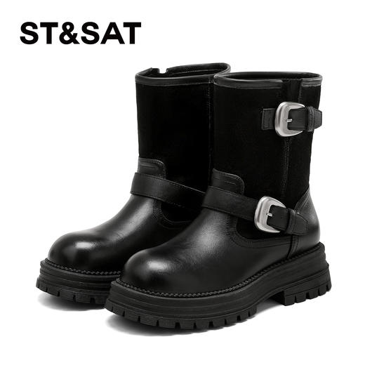 【筒高可选】星期六复古英伦风双扣带骑士长靴SSD3117C49/SSD3116C48 商品图11