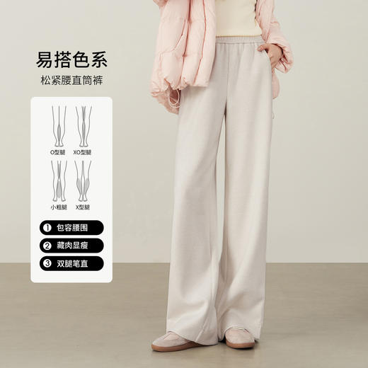 【内购】【显瘦易搭】都市通勤梨型身材松紧腰微弹针织直筒长裤-153K58813 商品图1