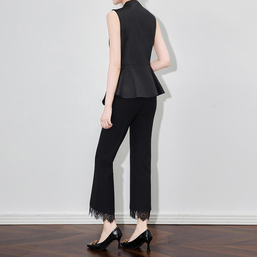 「高货wl」全新升级【铂金会员220/天猫299/差价79】(03720)洛诗琳气质蕾丝边拼接九分裤2025秋季百搭通勤优雅微喇裤 商品图1