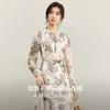 【内购】【腰果花】优雅民族风木耳边立领可拆卸腰带A字印花雪纺连衣裙-Q53LI3747 商品缩略图1