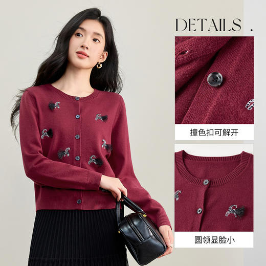 【内购】【幸运小马】通勤设计感圆领单排扣软糯安迪绒开衫毛衣-W53EB3516 商品图3