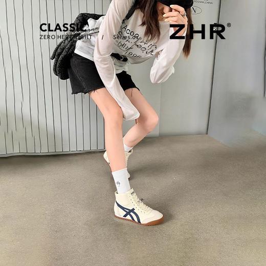 ZHR则则条纹拼接高帮鞋2025秋季新款洋气潮流百搭软底运动休闲鞋 商品图6
