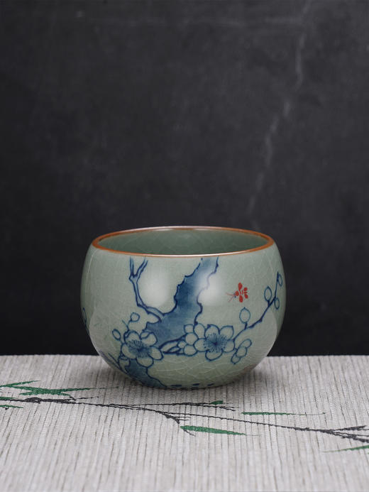 子佩集S990【寒梅傲雪】摆件【SR001】纯银茶具冰裂纹梅兰竹菊茶杯景德镇手绘2508 商品图0