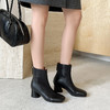 【预售5天】巨显瘦~5.5cm粗跟短靴女秋冬方头真皮中跟时装靴及踝靴瘦瘦靴MLJ&C201 商品缩略图3