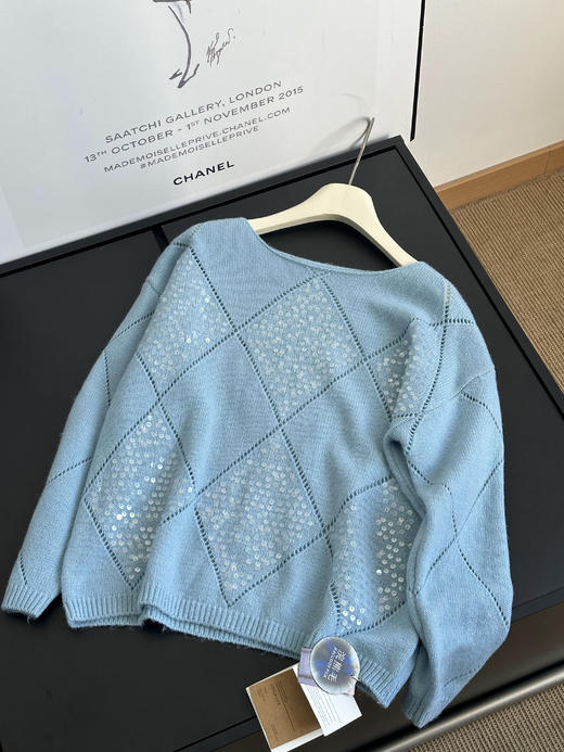 波光粼粼感镂空亮片浣熊羊毛衫 商品图11