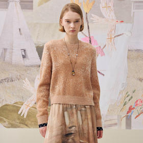 谜底套头针织衫长袖2025年冬季新品宽松慵懒时髦毛衣女254MZ1898