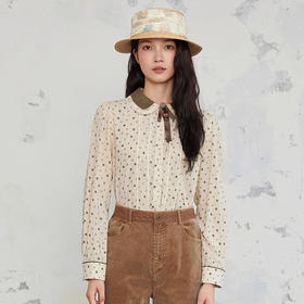 Famecoco原创衬衫棉质碎花印花开身衬衣娃娃领FAB6BH018