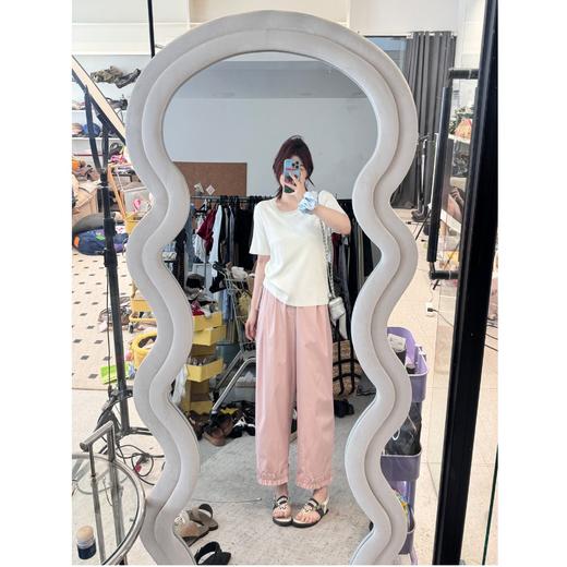 晶咕【心动时刻】设计感珍珠圆领纯色短袖T恤上 商品图1