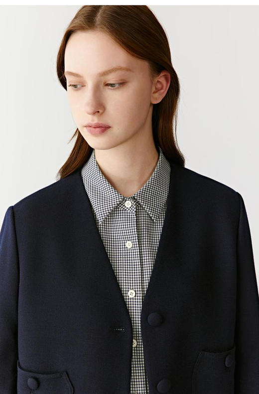 【高品质私服】【IC斜纹花呢中长大衣外套】合身版型 V领设计精准修饰颈线 视觉缩小脸部轮廓G1536-CC【无标出货 介意慎拍】 商品图8