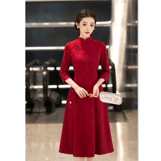 SKY 27686针织日常旗袍复古国风改良新中式旗袍 商品图3