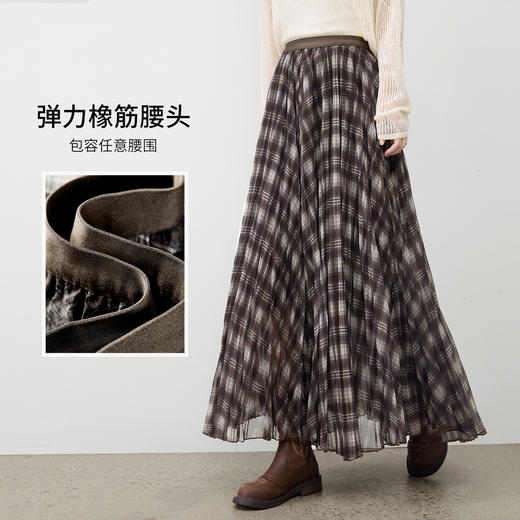 【内购】【三层面料不走光】复古英伦风弹力高腰轻盈飘逸格纹网纱裙半身裙-W53QL4234 商品图2