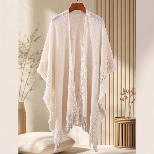 MYJ 针织大披针织披肩搭配旗袍外搭流苏古风仙气新中式开衫 商品图3