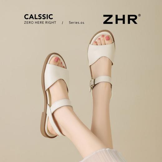 ZHR则则时装凉鞋女2025夏季新款百搭软底一脚蹬通勤一字带凉鞋 商品图2