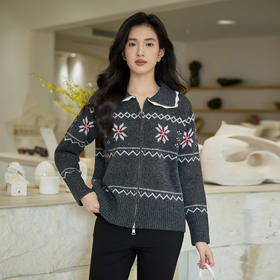 奢姿大码女装2025秋季时尚花朵刺绣娃娃领毛衣胖妹妹气质减龄上衣9553694233