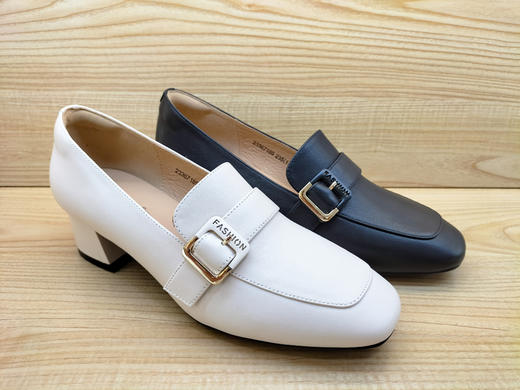 秋季新款豪行真皮女鞋时尚中跟舒适休闲简约单鞋23367189 商品图5