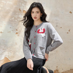 奢姿大码女装2025秋季可爱卡通图案针织衫胖妹妹甜美减龄长袖开衫9553394221