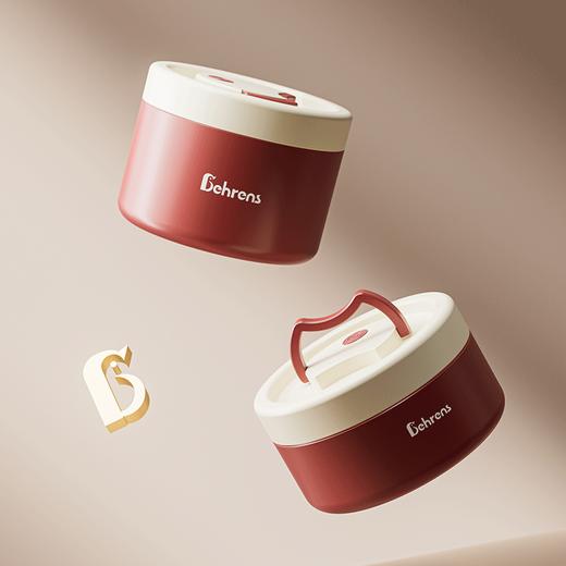 贝伦斯304不锈钢真空保温饭盒便当盒2支装620ML+420ML加送收纳袋 商品图3